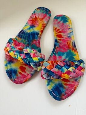 Tie-Dye Braided Slide Sandals - Multicolor